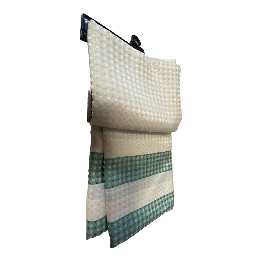 Sara Lee Shower Curtain Fabric White Sea Breeze Green Check Dot 70x72